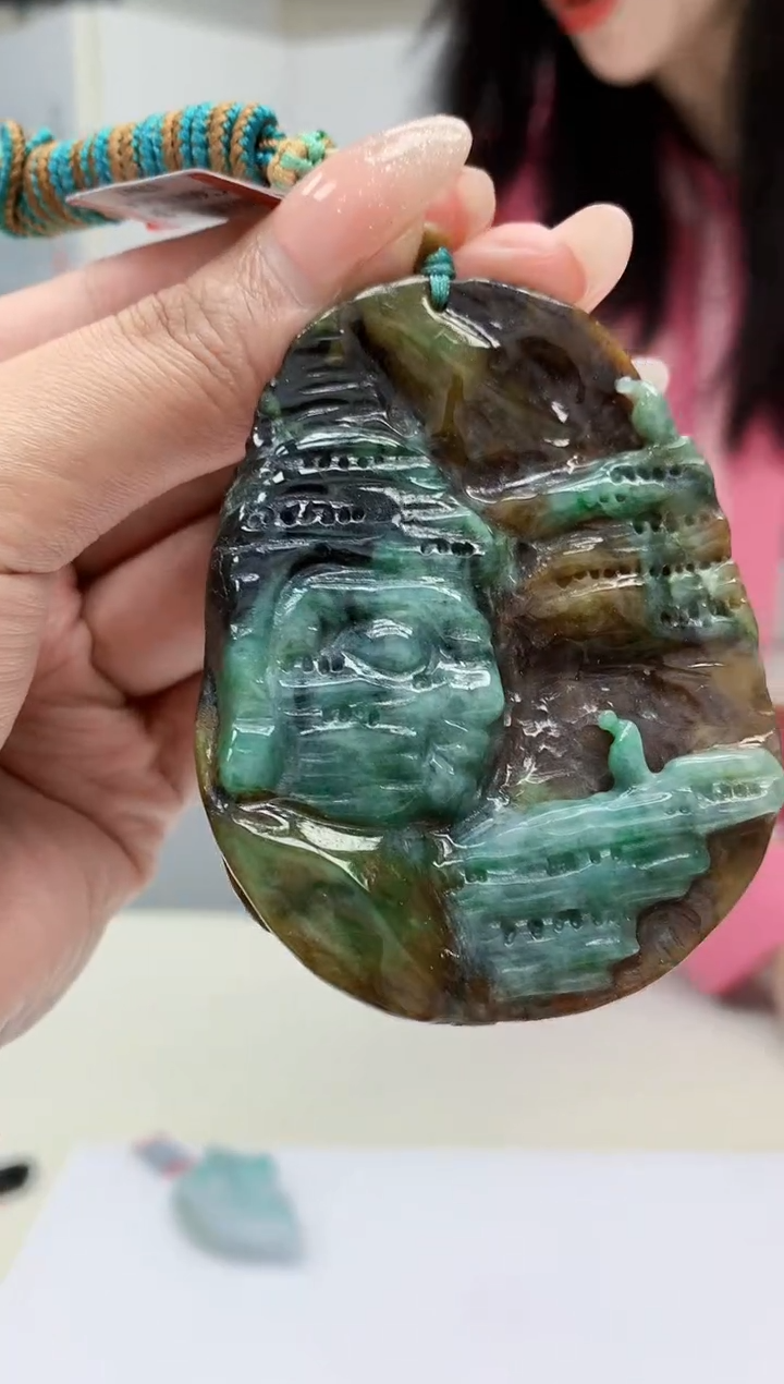 【闪购商品】定制翡翠未镶嵌4852MM-毛货挂件170