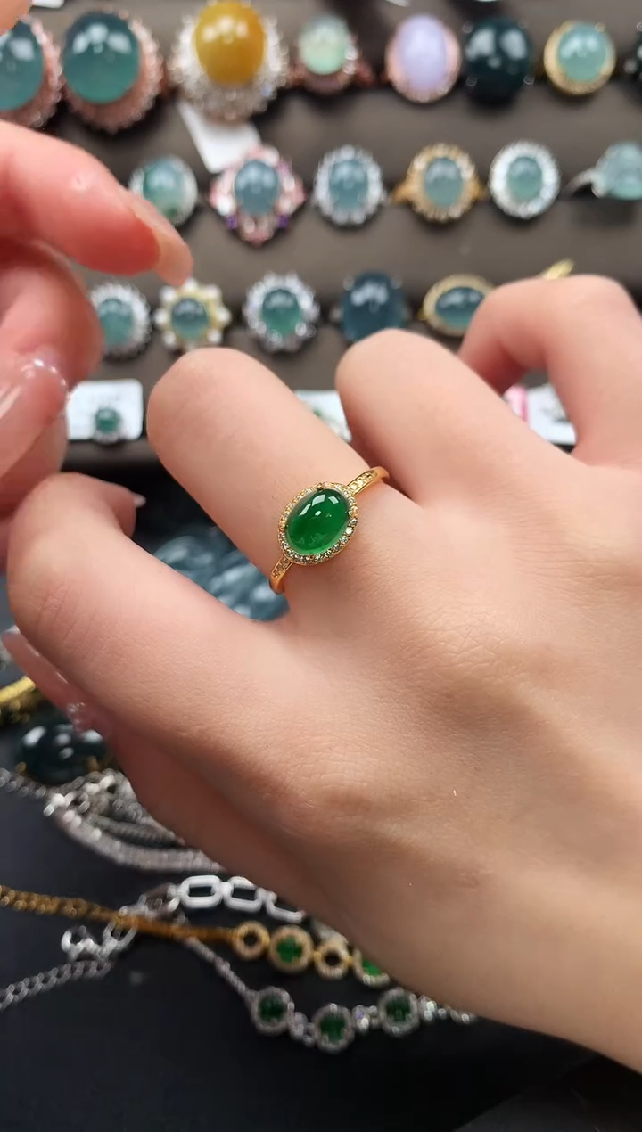 【闪购商品】翡翠戒指银S925镶嵌52141241