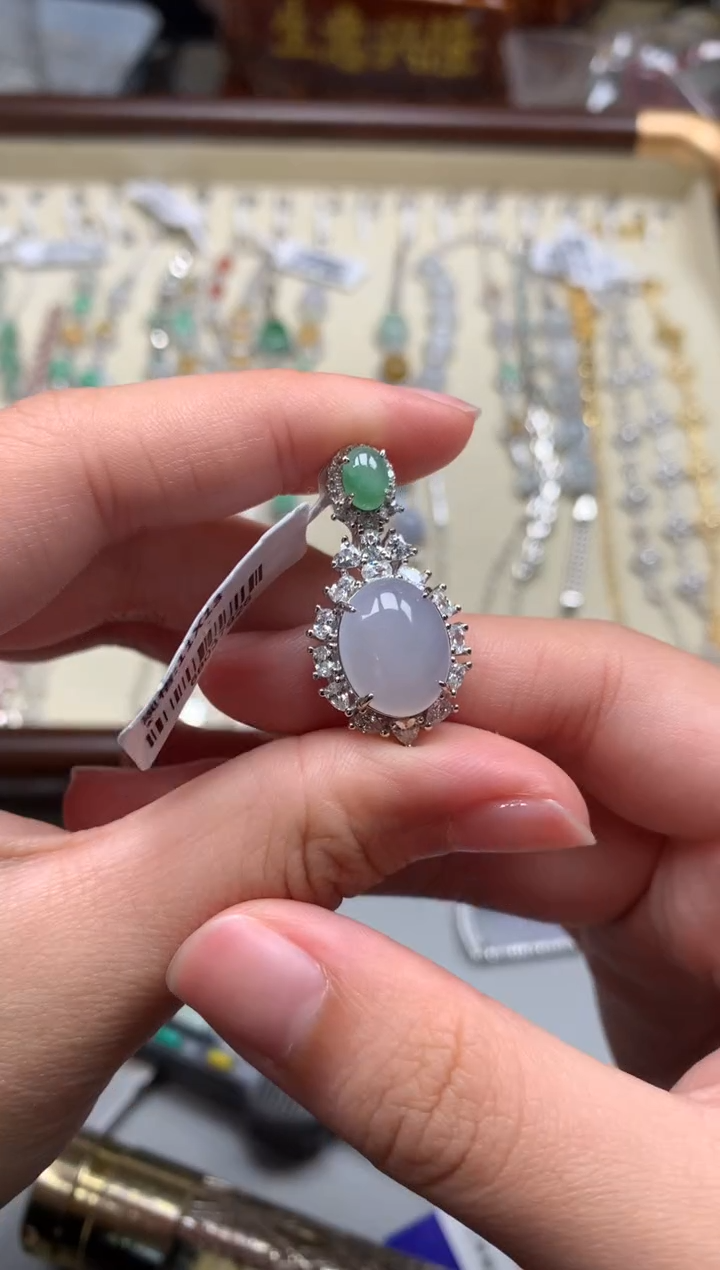 银S925镶嵌戒指翡翠吊坠10