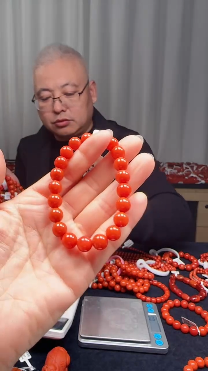 未镶嵌多样性发一件南红玛瑙柿锦红9mm保山圆珠单圈