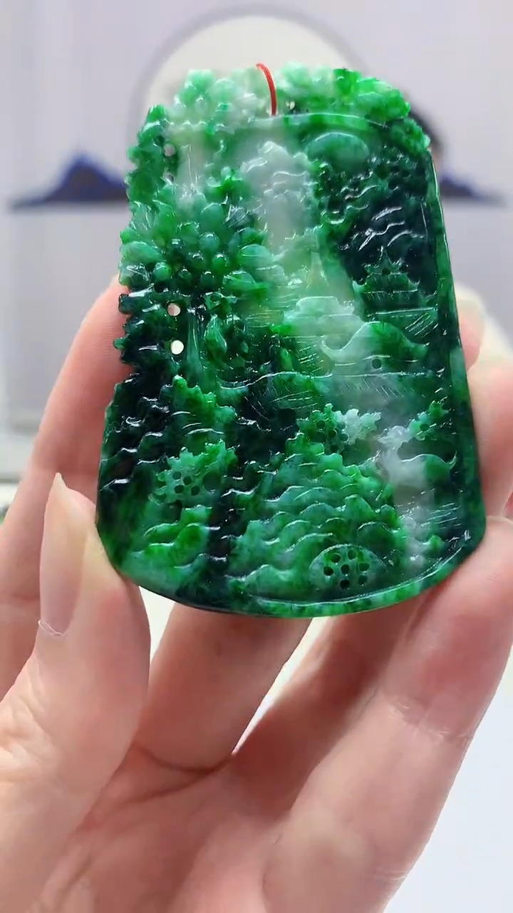 【闪购商品】定制翡翠未镶嵌4852zm-毛货挂件山水95