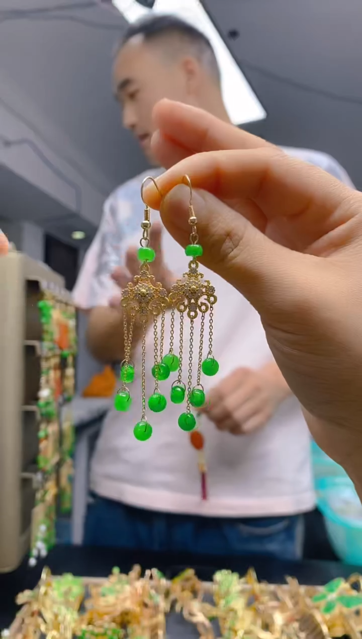 【闪购商品】翡翠耳饰合金0390翡翠耳钩