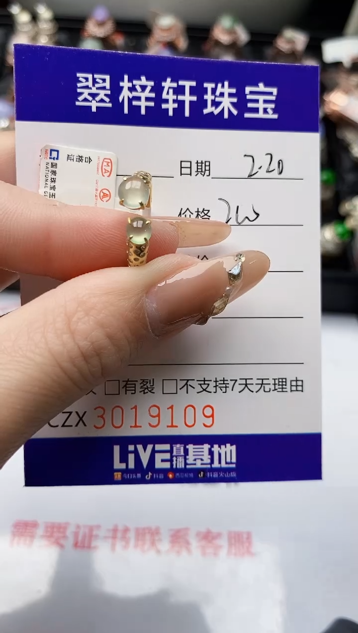 【闪购商品】翡翠戒指银S925镶嵌9109