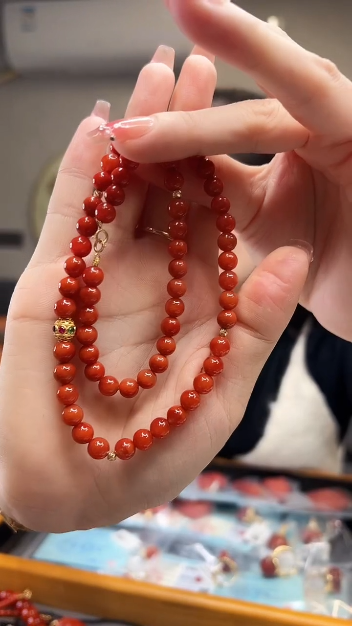 【闪购商品】南红玛瑙项链未镶嵌43cm/6mm+/YK