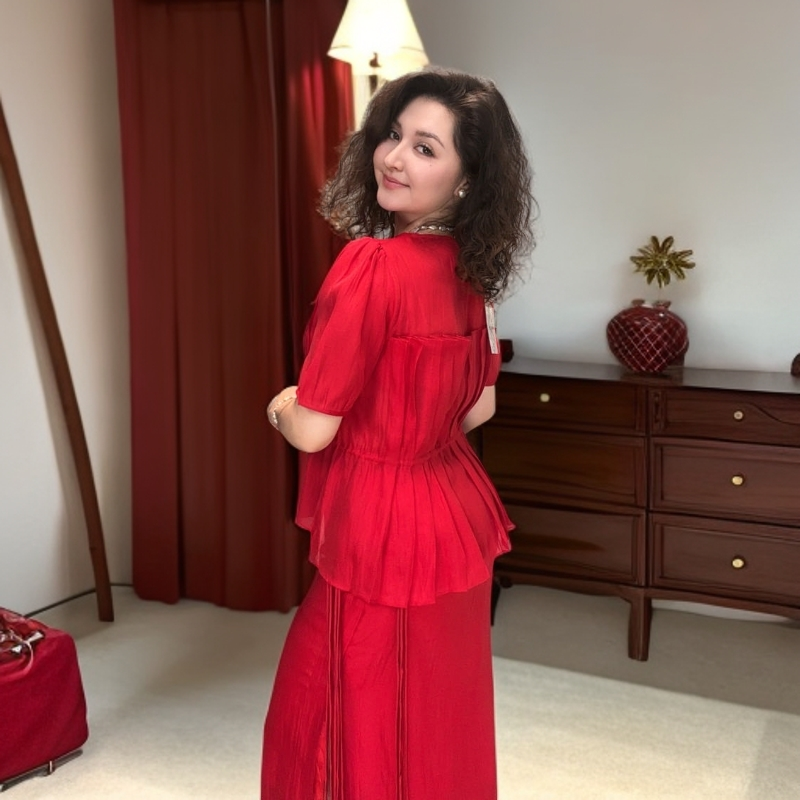 2025网红新款时尚套装泡泡袖短袖气质显瘦夏季气质百搭收腰【16】