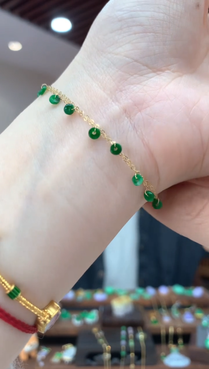 【闪购商品】翡翠手链18K金镶嵌手链多样性发货1件