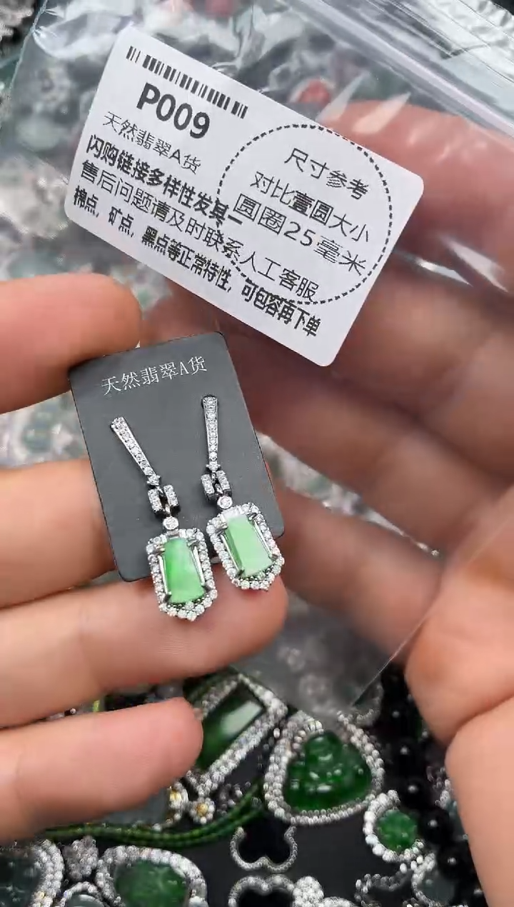 颈饰未镶嵌翡翠P009耳钉