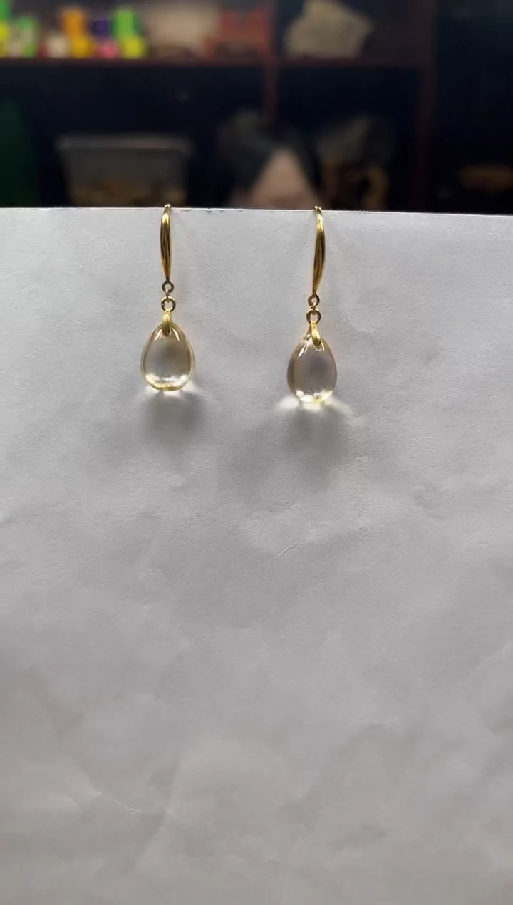 水晶耳饰银S925镶嵌水晶耳勾