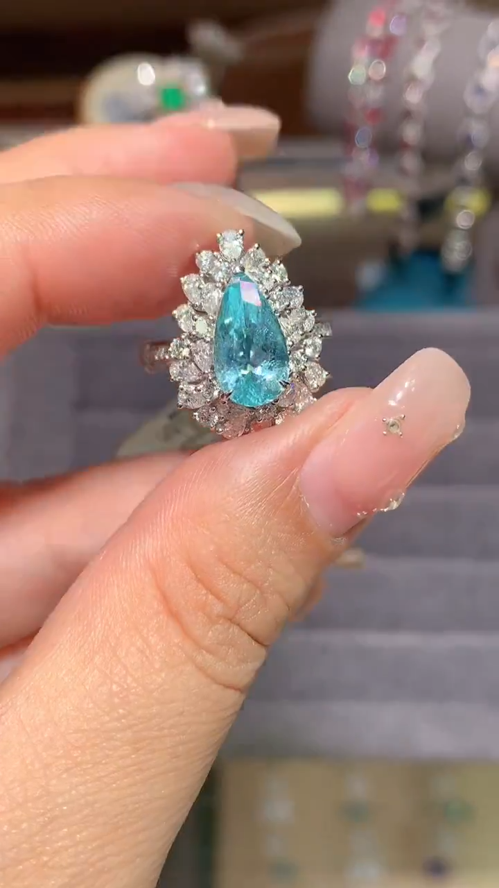 18K金镶嵌戒指帕拉依巴碧玺2..45ct