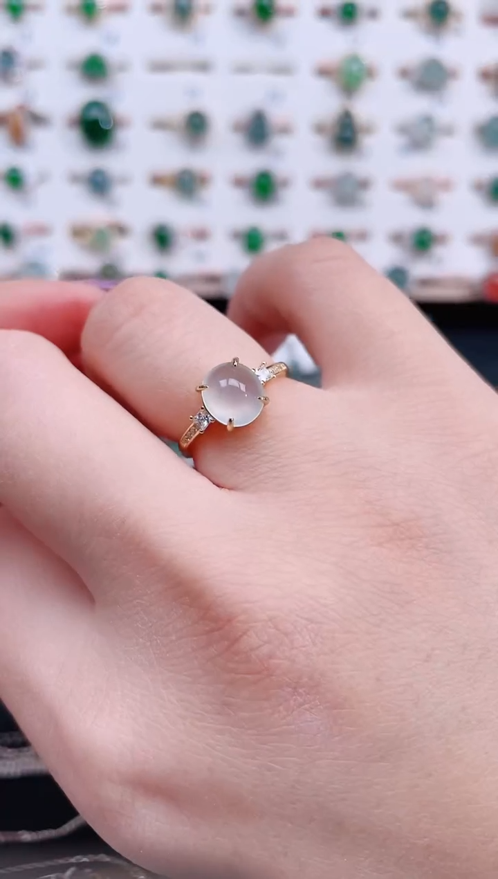 银S925镶嵌戒指翡翠天然翡翠