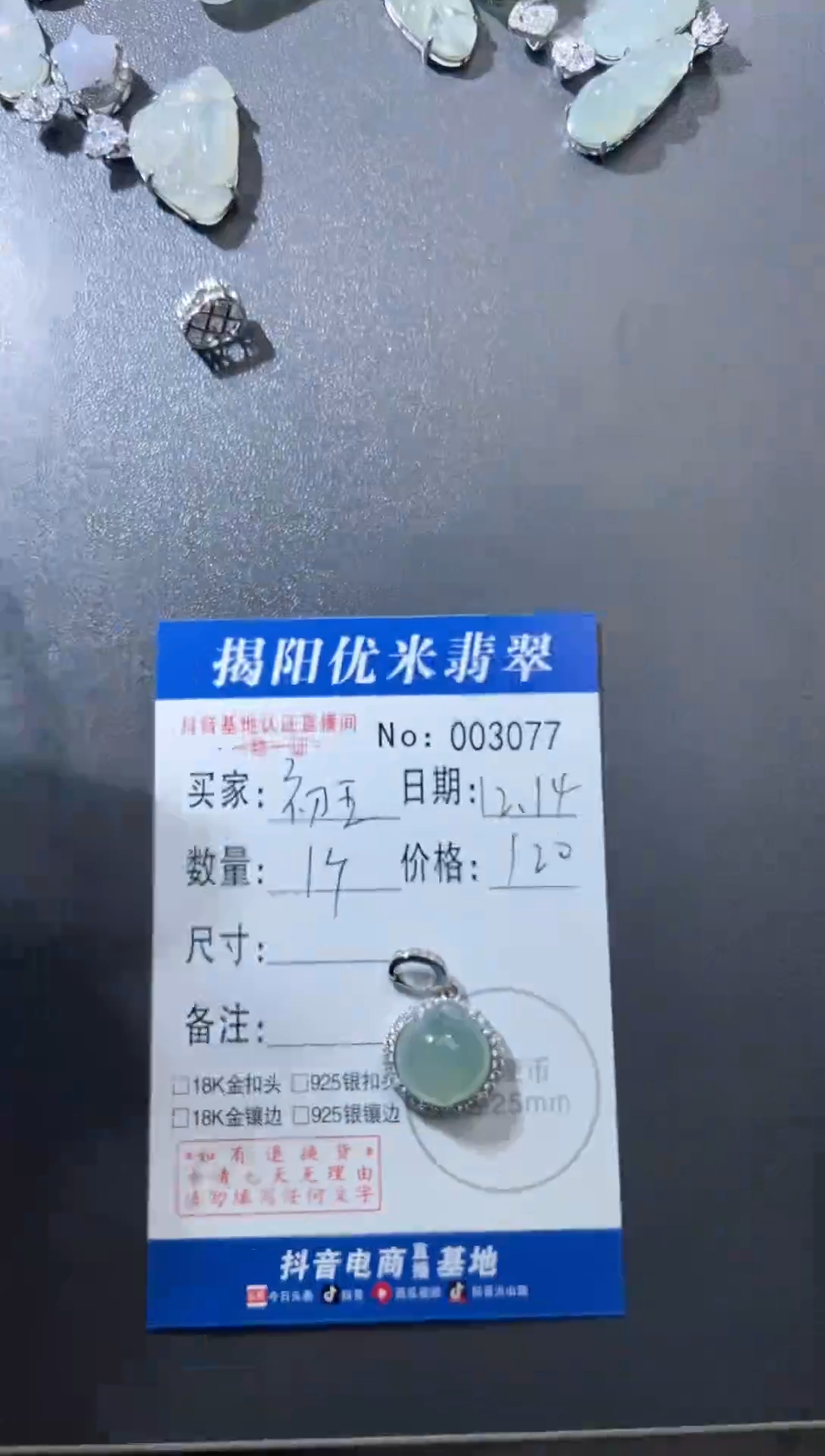 颈饰银S925镶嵌翡翠初**蛰银S925镶嵌