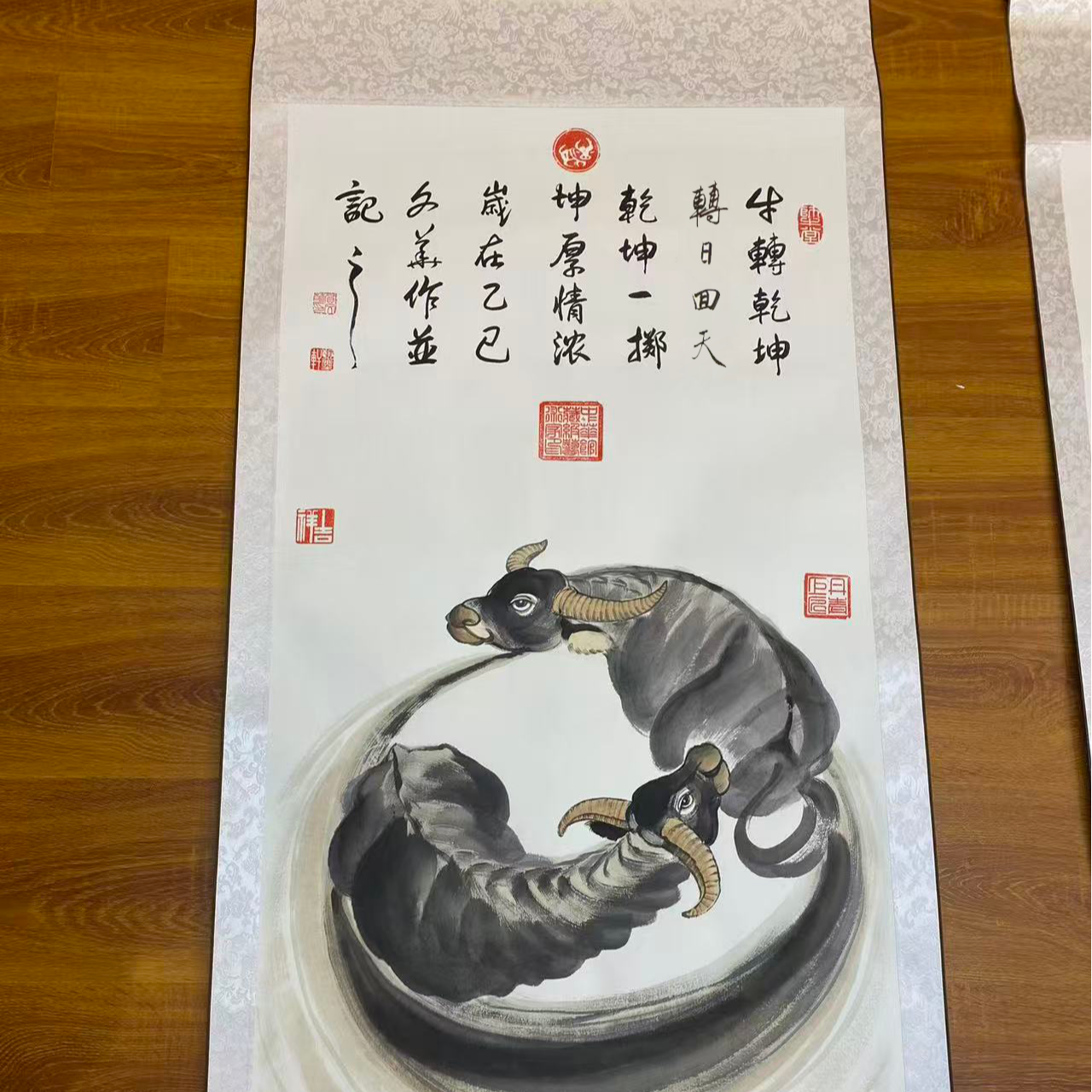 贾文华老师国画手绘作品 牛转乾坤  四尺 