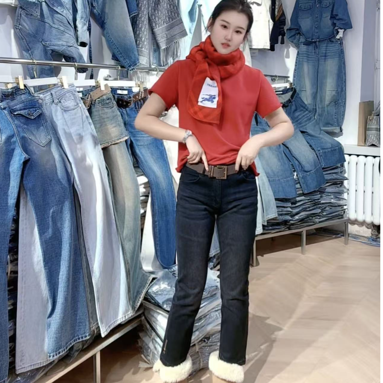 2025新款时尚潮流显瘦百搭牛仔裤女直筒裤52795