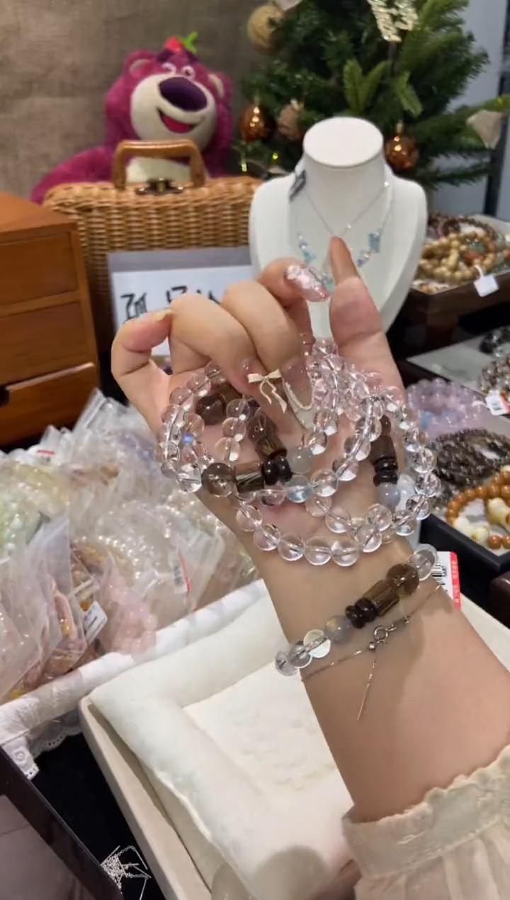 水晶手串未镶嵌孤品捡漏均匀瑕疵介意勿拍
