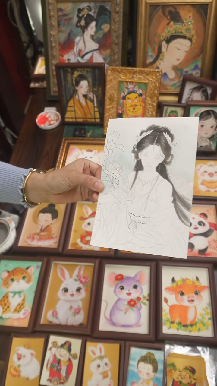 装裱画八寸古风工笔仕女111