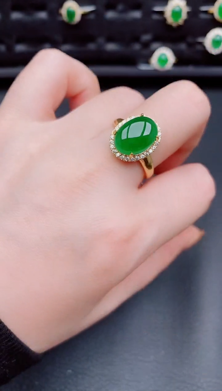 【闪购商品】翡翠戒指银S925镶嵌天然a货翡翠211