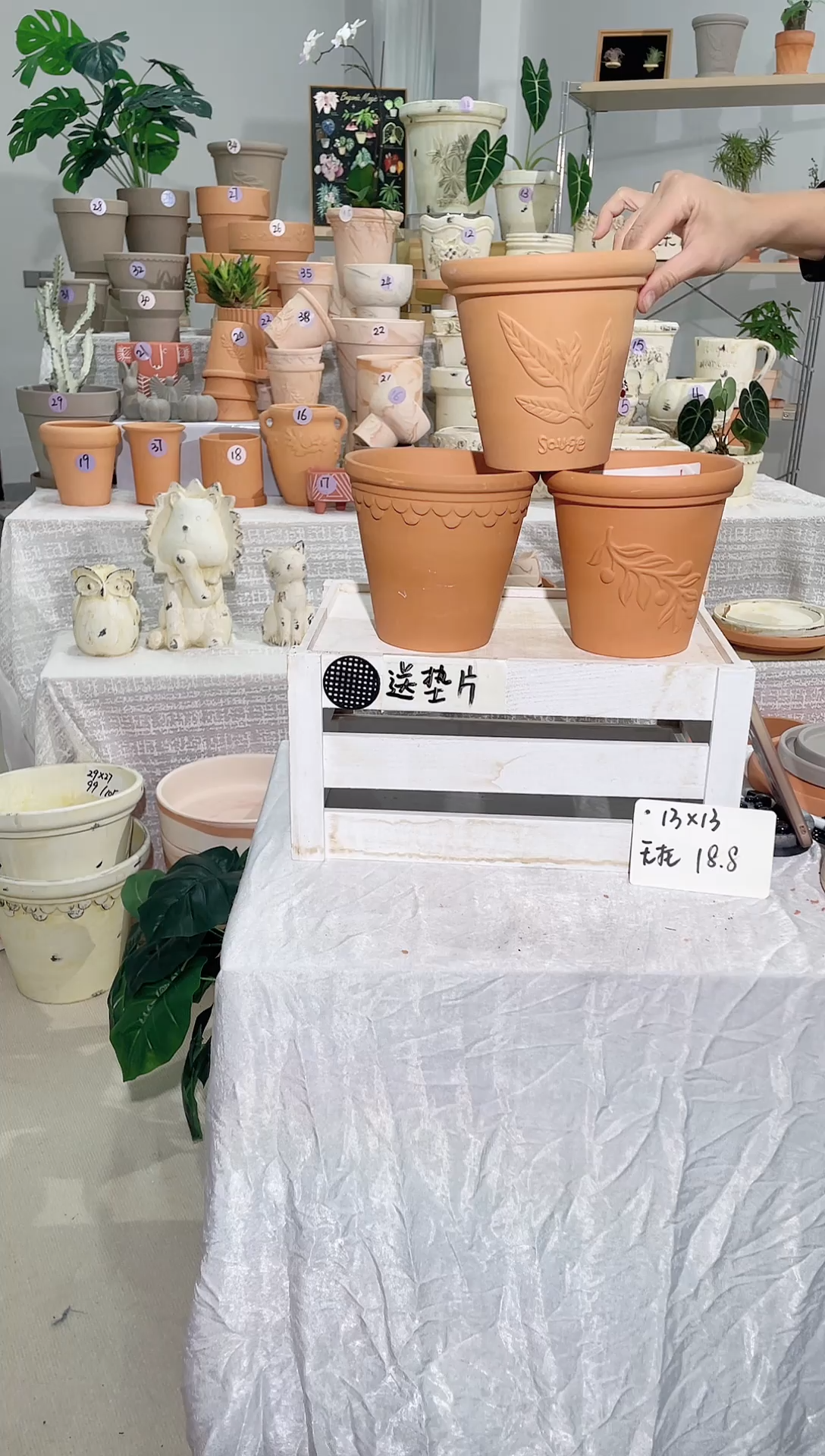 【闪购商品】陶3个无托不同款红陶浮雕口径16*15