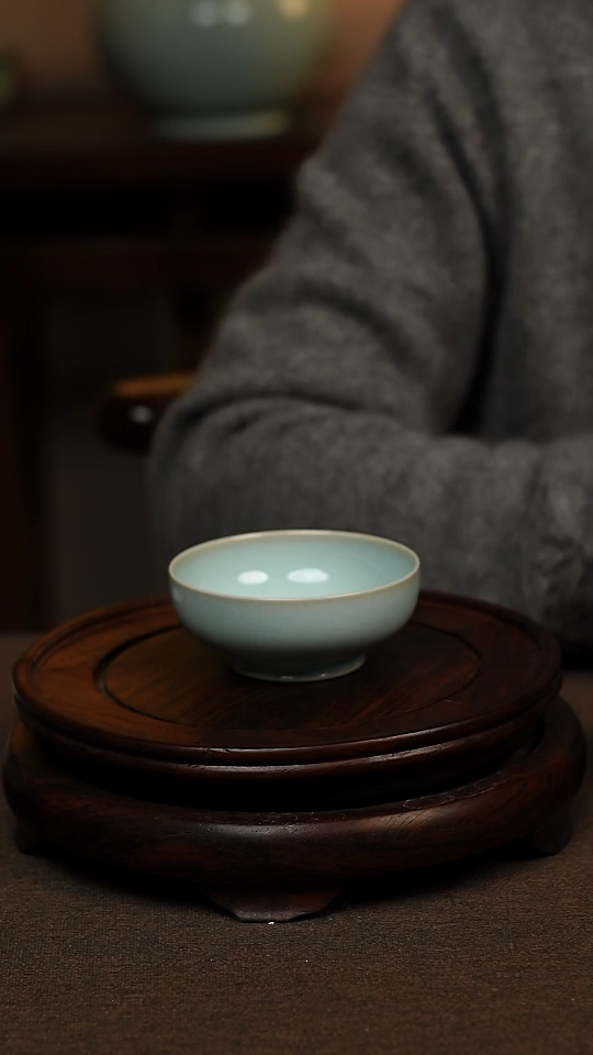 瓷片天青色全手工普洱杯70ml一级礼盒包装