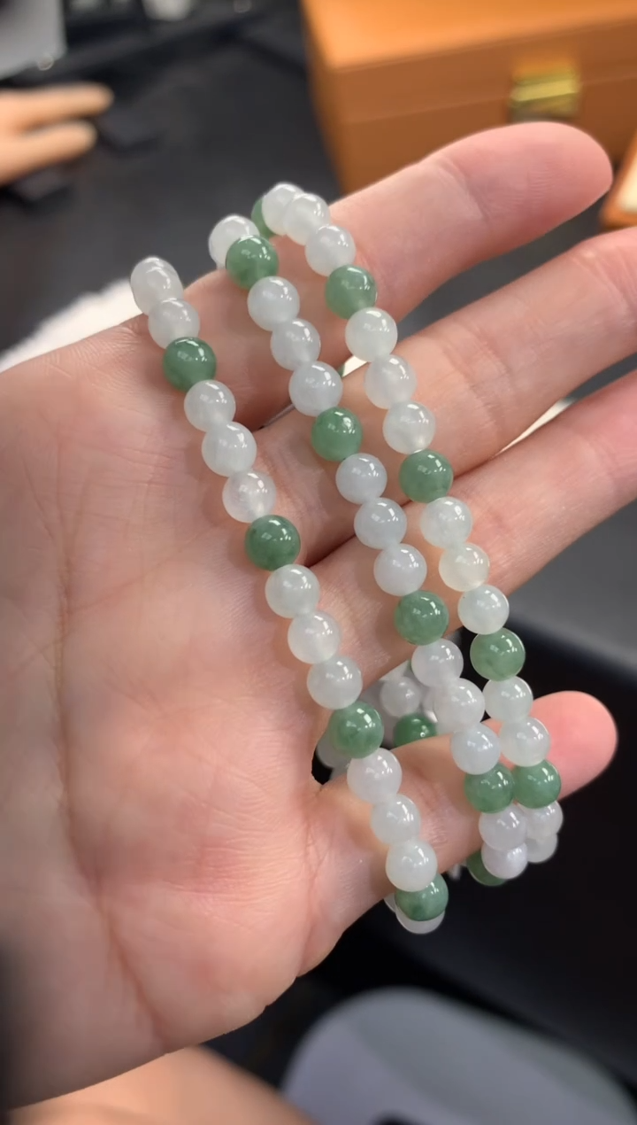 未镶嵌手链翡翠FC454 翡翠双彩手串 多样性发其一