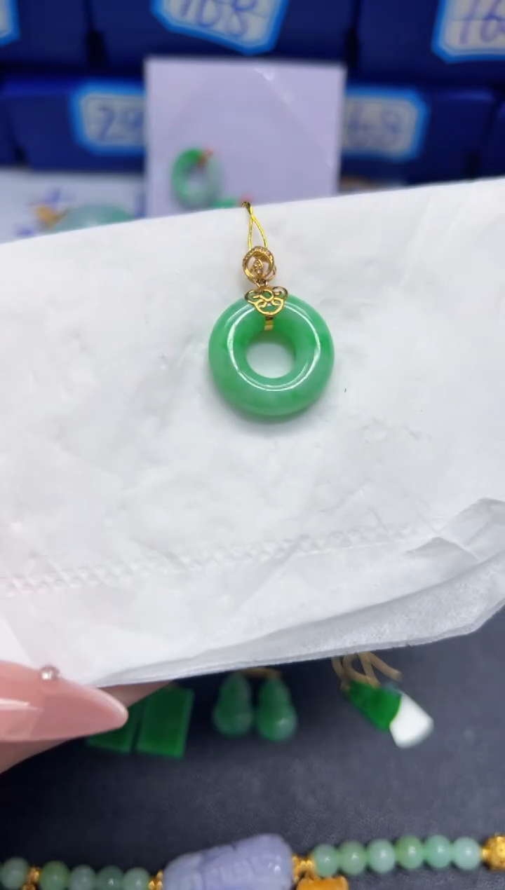 【闪购商品】翡翠颈饰18K金镶嵌Y缅料A货/支持复检/一件