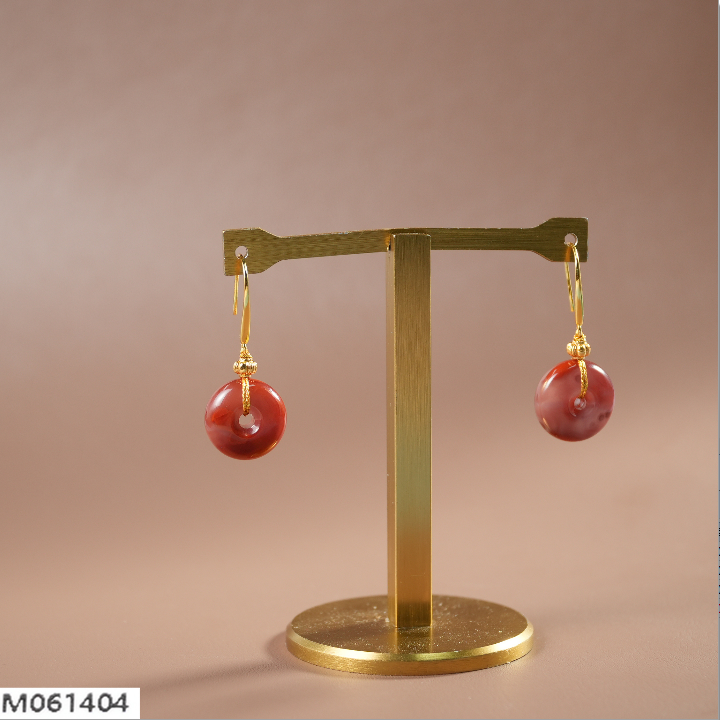 【老掌柜讲珠宝】南红平安扣耳环 M061404