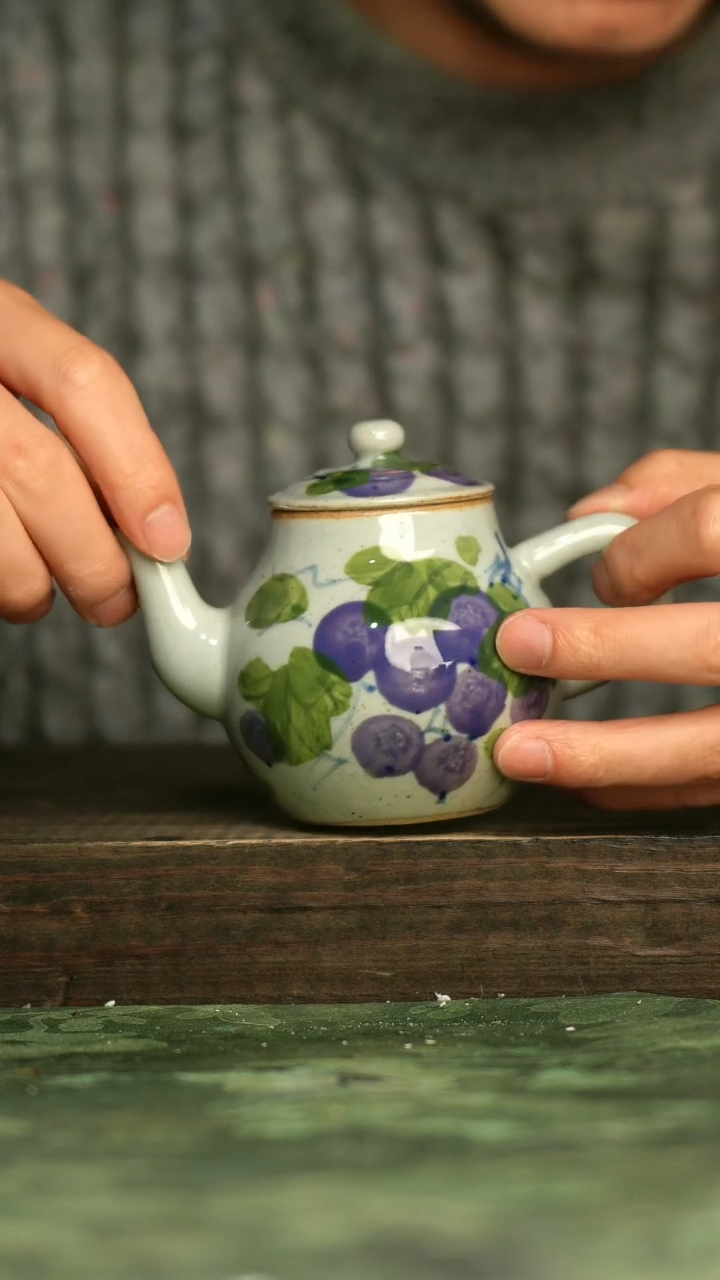 陶瓷青诗集手工手绘瓷器