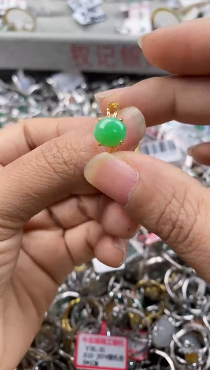 银S925镶嵌戒指翡翠777---8