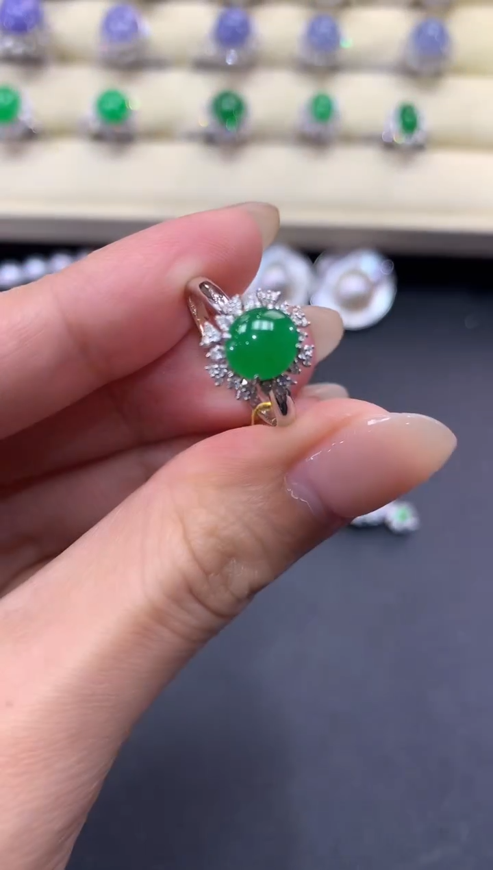 【闪购商品】翡翠戒指18K金镶嵌a129    