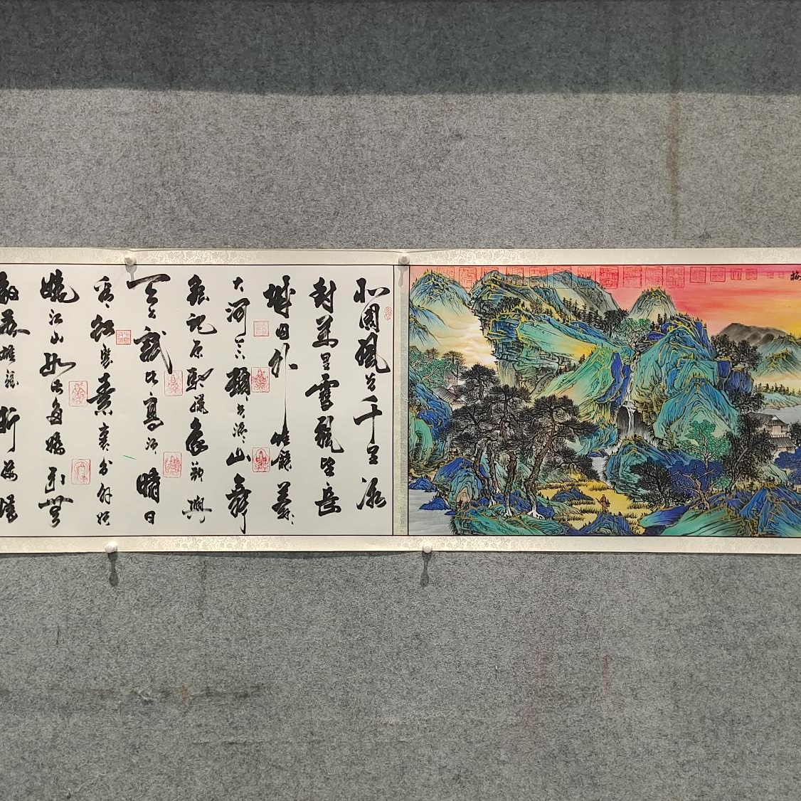 薛院康王晓梅两位老师合作<沁园春雪>书法绘画