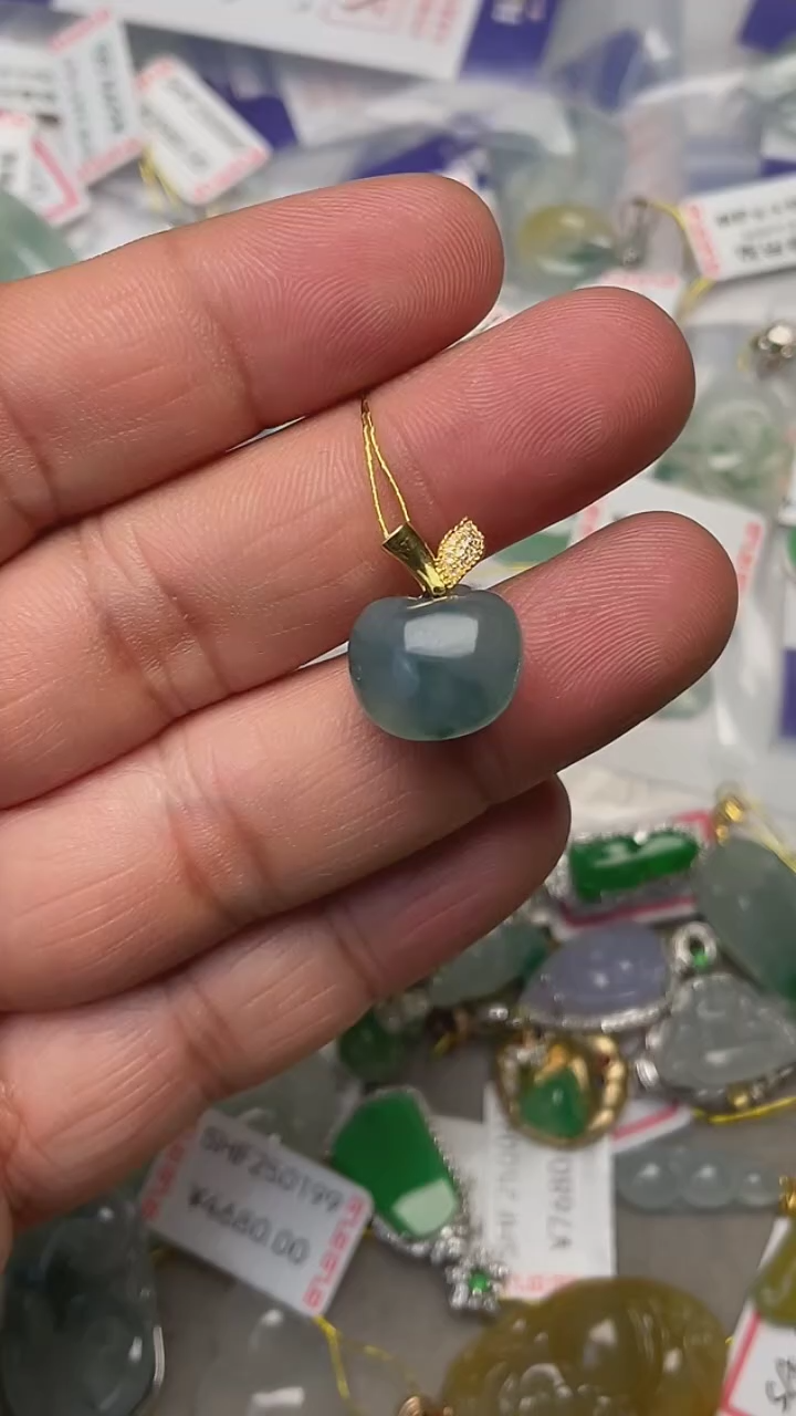 【闪购商品】翡翠吊坠(不含链)18K金镶嵌天然缅甸翡翠A货(不含链)