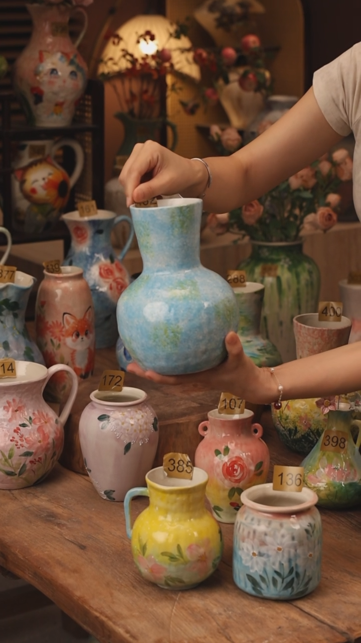 陶瓷452景德镇设计师手作花器摆件侘寂风