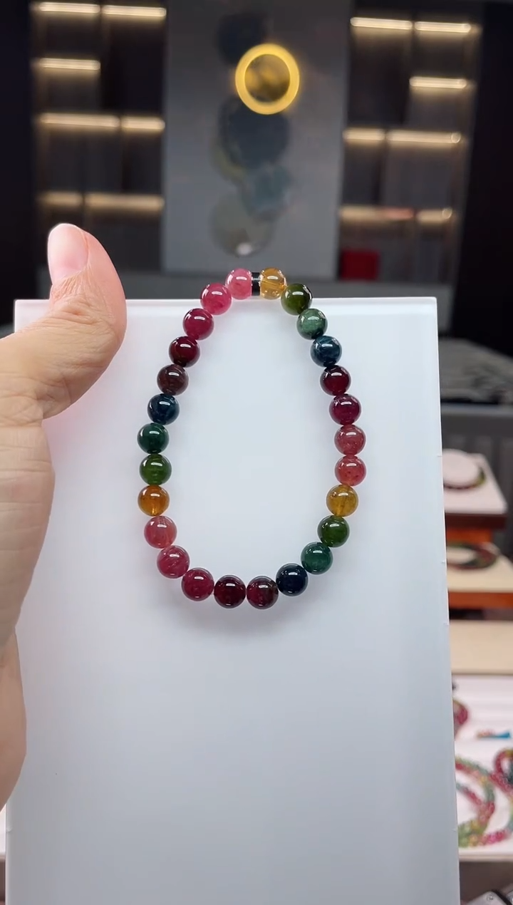 未镶嵌老矿碧玺单圈手串7mm+碧玺（多样性发一条）Q