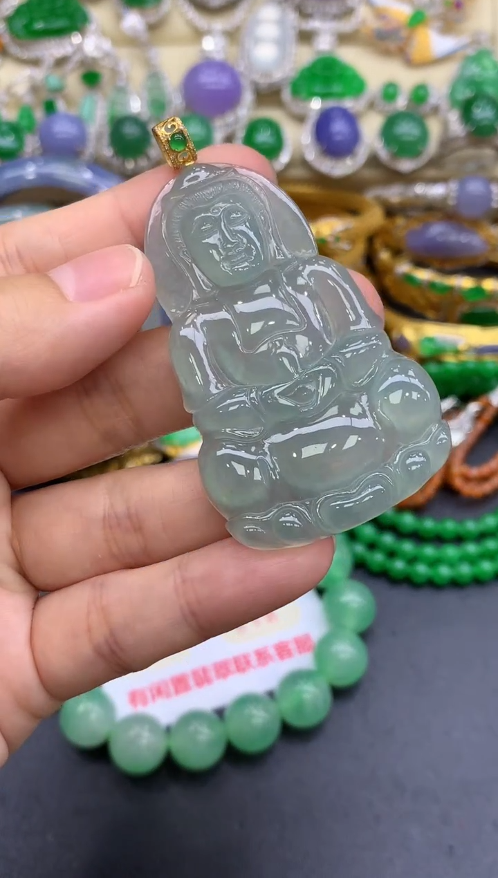 颈饰18K金镶嵌翡翠181-中国好珍宝