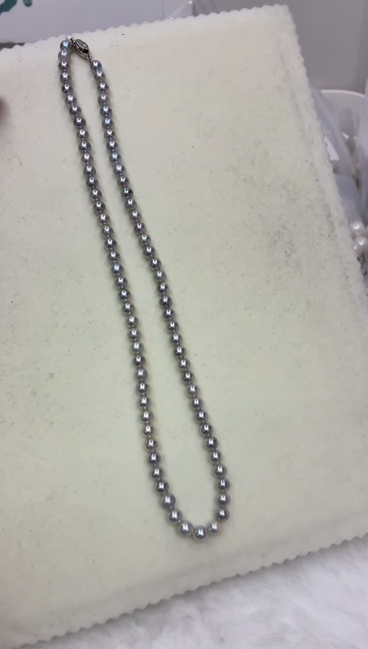 未镶嵌DA海水珍珠灰珠串链5-6 y829