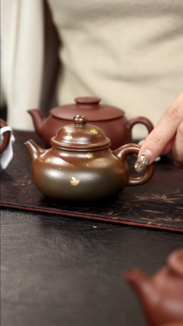 茶壶紫砂哲*洒金柴烧容天老紫泥110cc