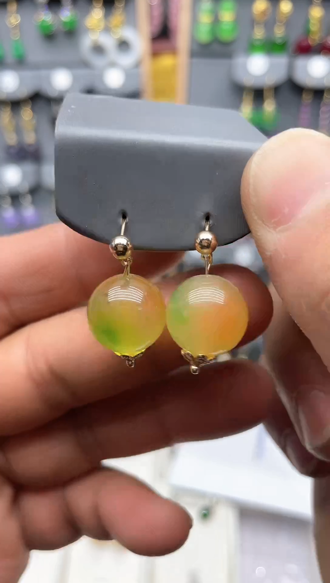 【闪购商品】玛瑙/玉髓耳钉14K金镶嵌时尚耳饰111