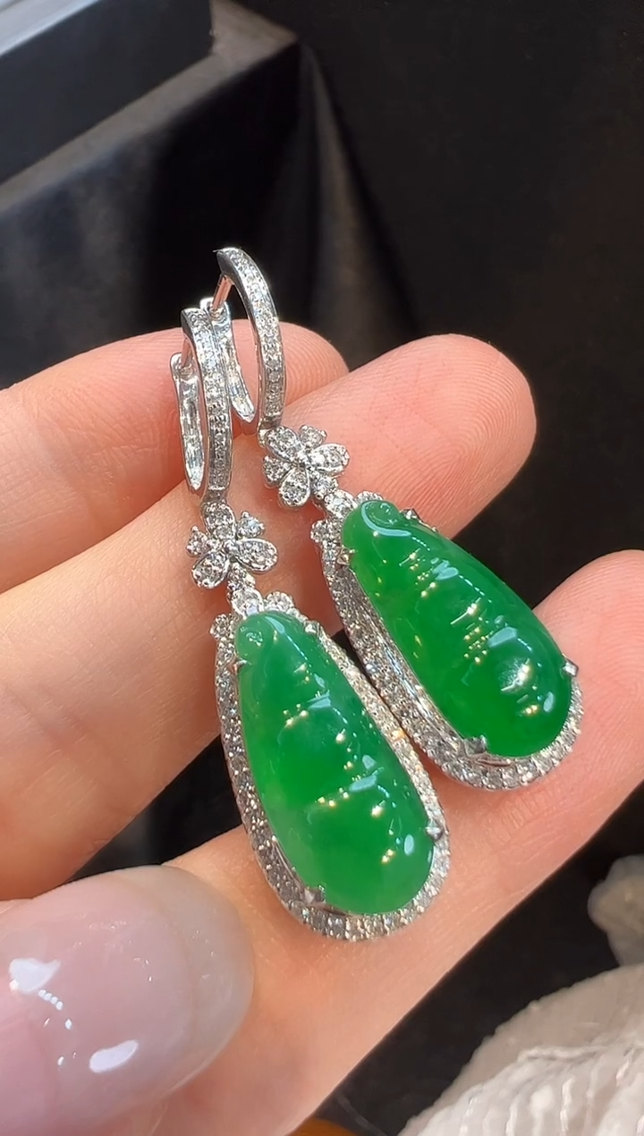 18K金镶嵌翡翠耳饰L6耳坠