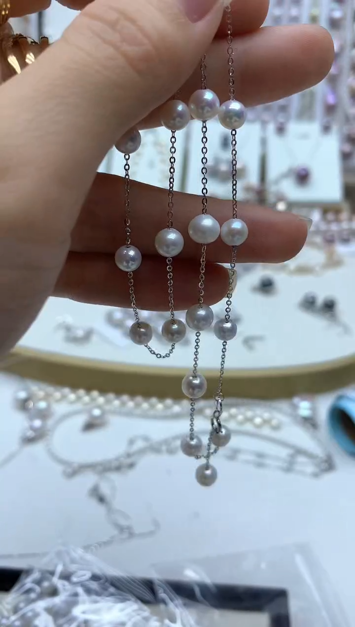 淡水珍珠银S925镶嵌颈饰项链