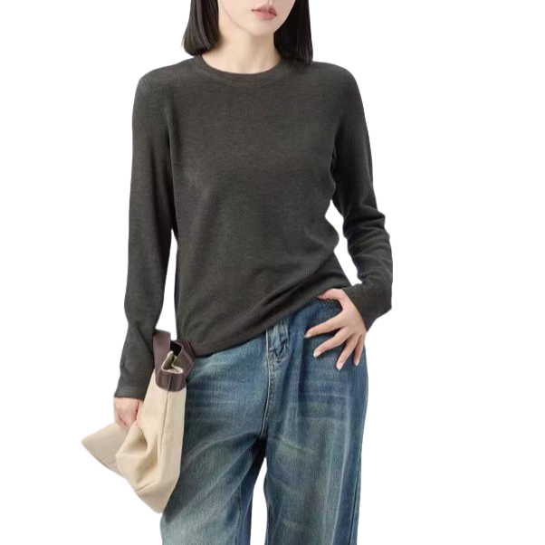 【裁缝方师傅家】圆领加厚打底衫女士冬季针织打底柔软舒适贴身内搭