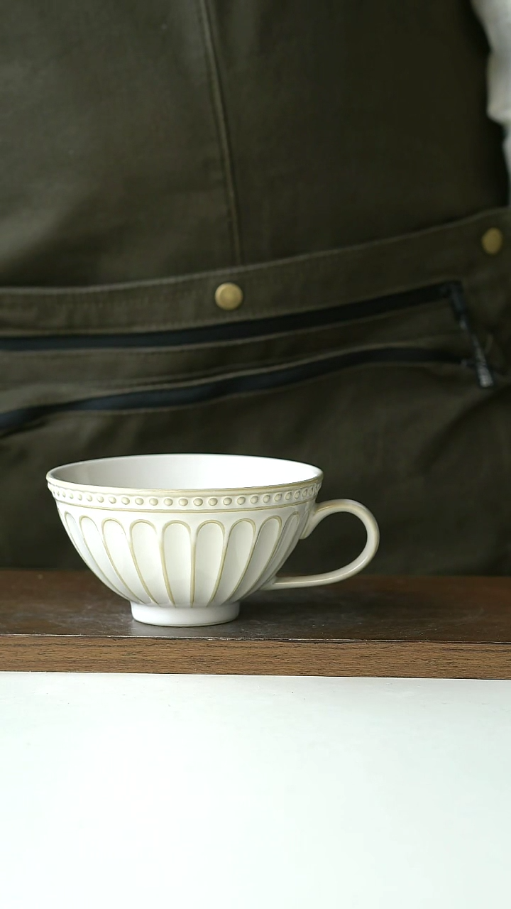 【闪购商品】陶瓷微瑕巴洛克浮雕咖啡杯@4-2@