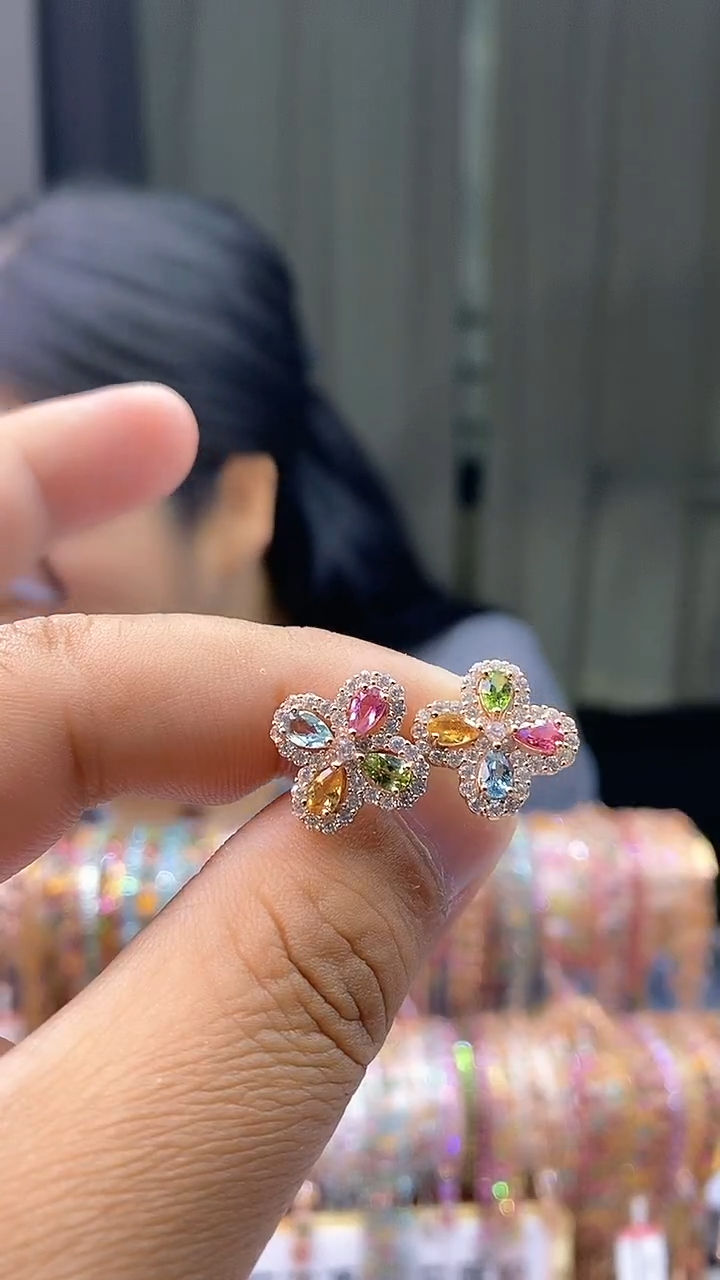 【闪购商品】碧玺耳钉银S925镶嵌354354354354354