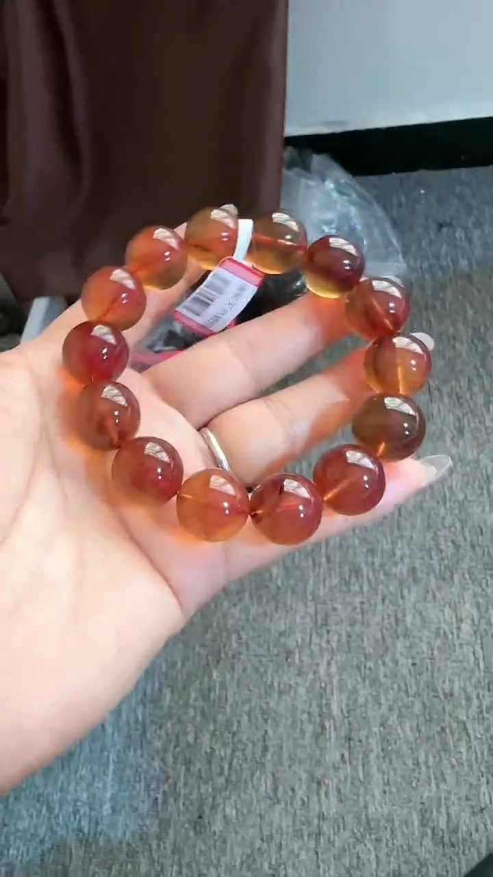 【闪购商品】琥珀手链未镶嵌规格16血紫红蜜手串#45