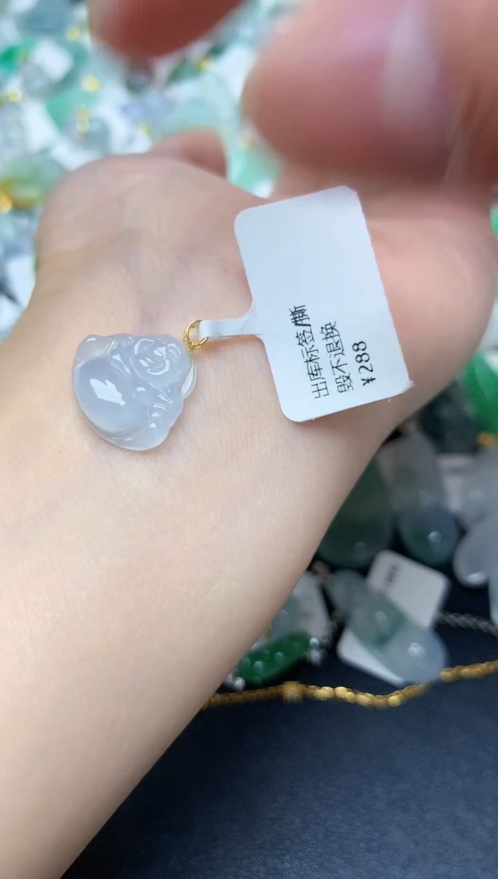 颈饰18K金镶嵌翡翠天然缅甸A货翡翠