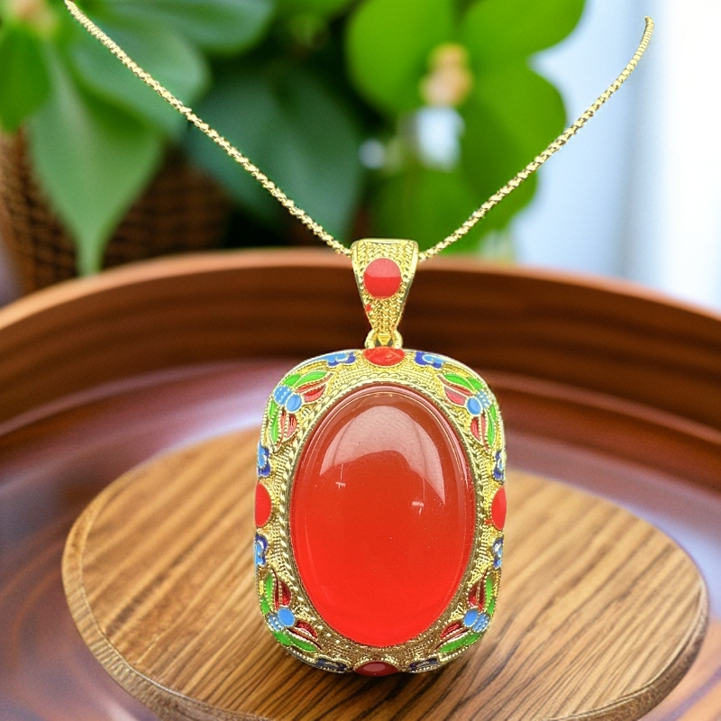 {云南会展甄选王会长专属}D025时尚红色 蛋面吊坠