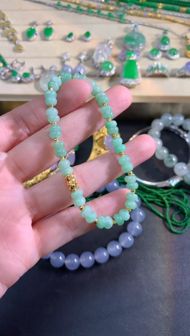 18K金镶嵌手串翡翠手串|1400+70