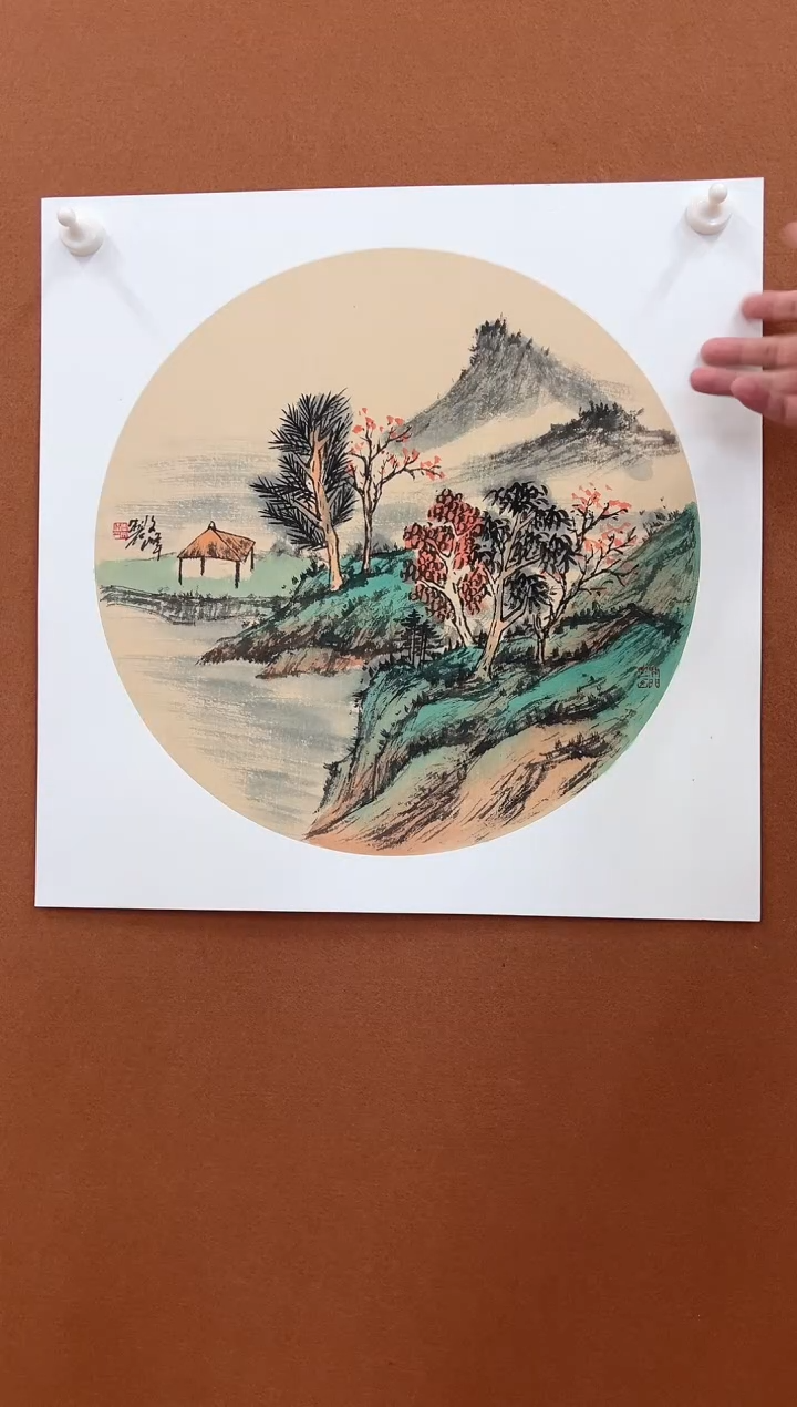 国画李文峰三尺卡纸山水