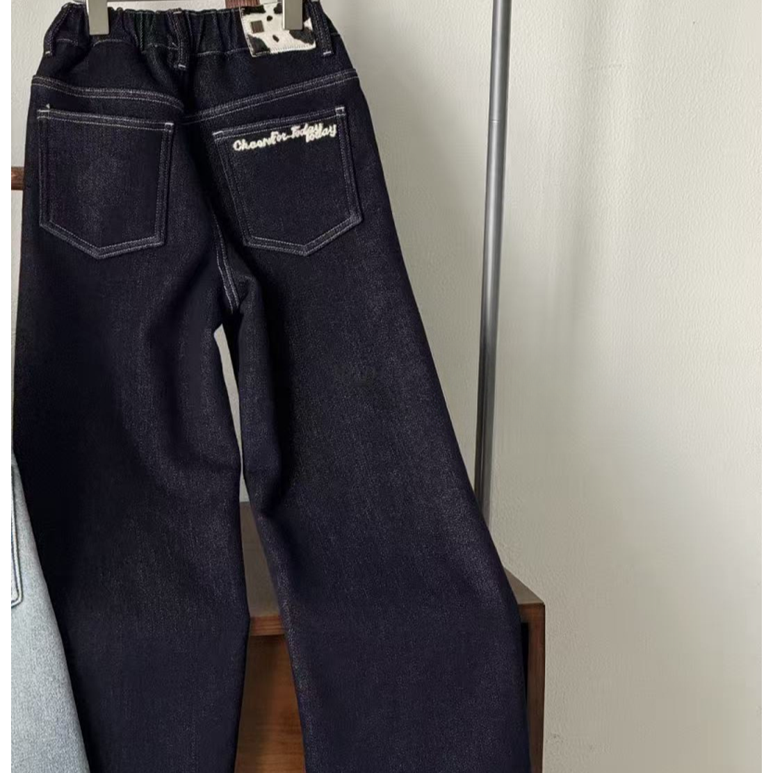 秋冬男童女童加绒牛仔裤深蓝色 2971驰系