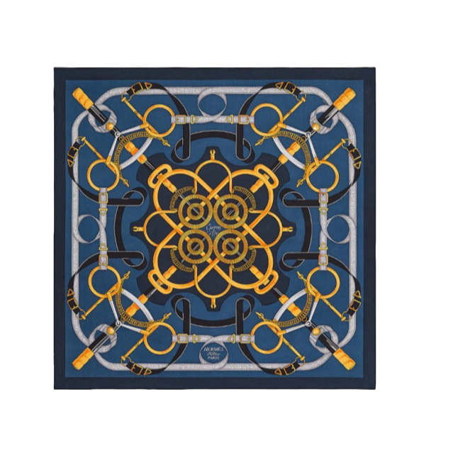 全新未使用 Hermes/爱马仕 汤/TP030886/ “金制马刺” 140大披肩