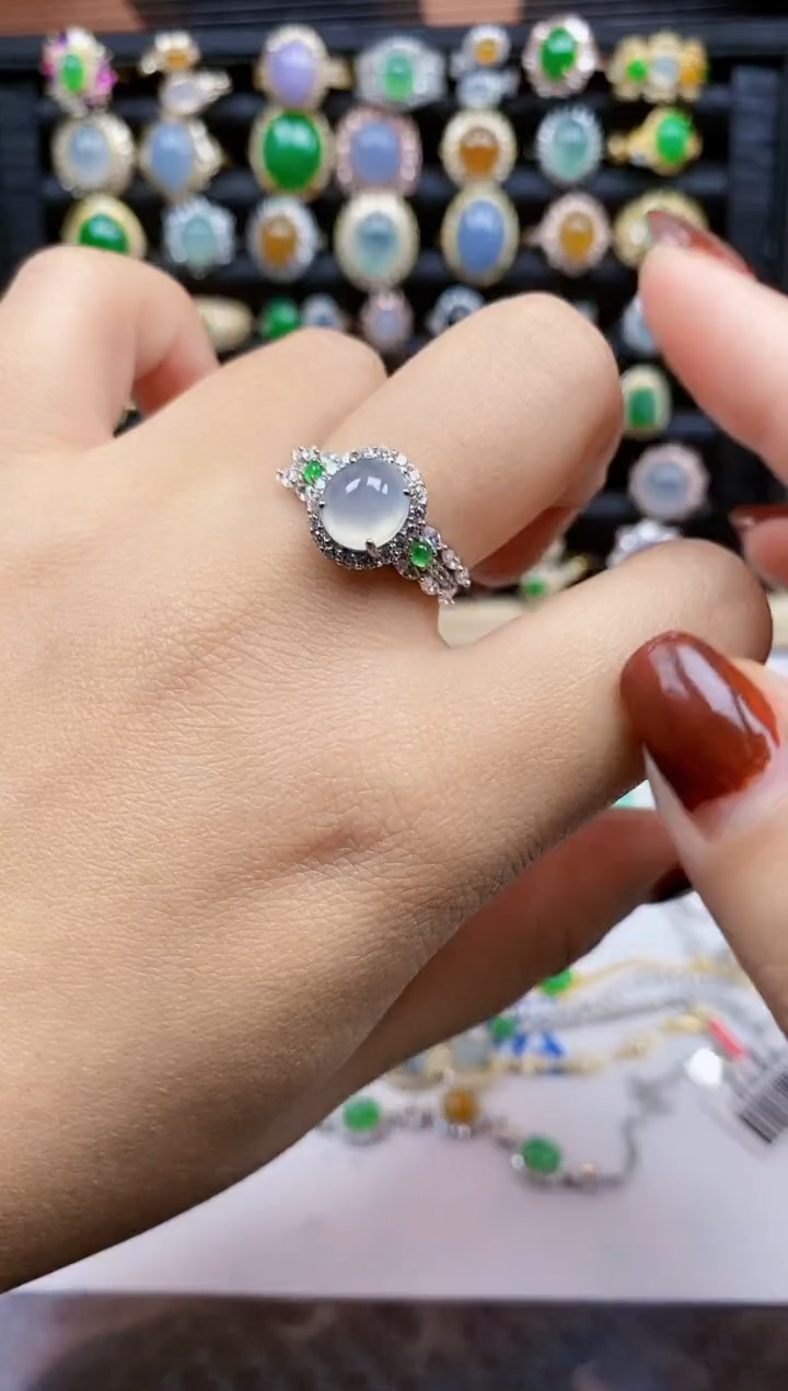 银S925镶嵌戒指翡翠336