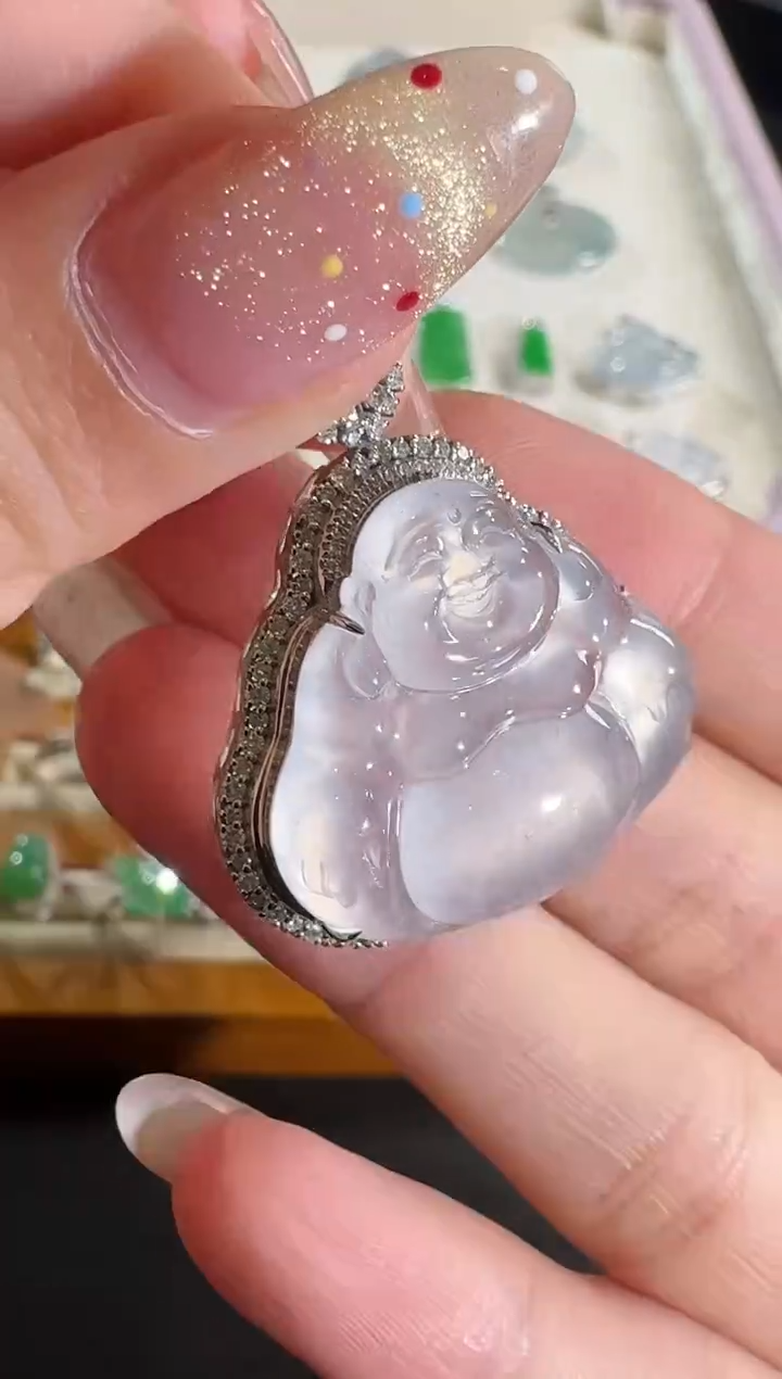 【闪购商品】翡翠吊坠(不含链)18K金镶嵌【源头工厂】钻石镶嵌